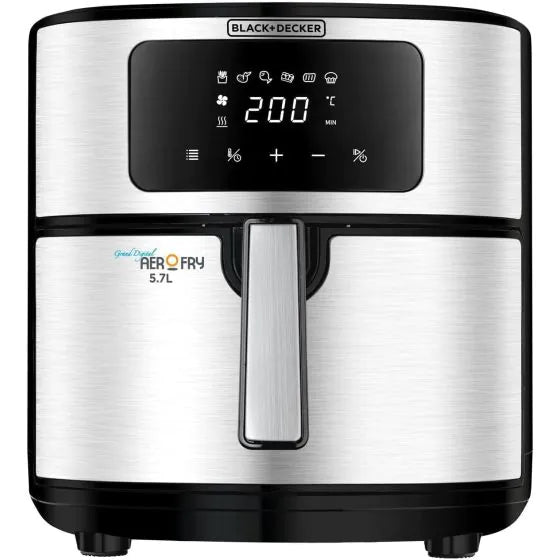Black+Decker Aerofry 6-in-1 Digital Air Fryer, 1500W, 7.2 Liters, Black and Silver - AF7257 Black+Decker Aerofry 6-in-1 Digital Air Fryer, 1500W, 7.2 Liters, Black and Silver - AF7257